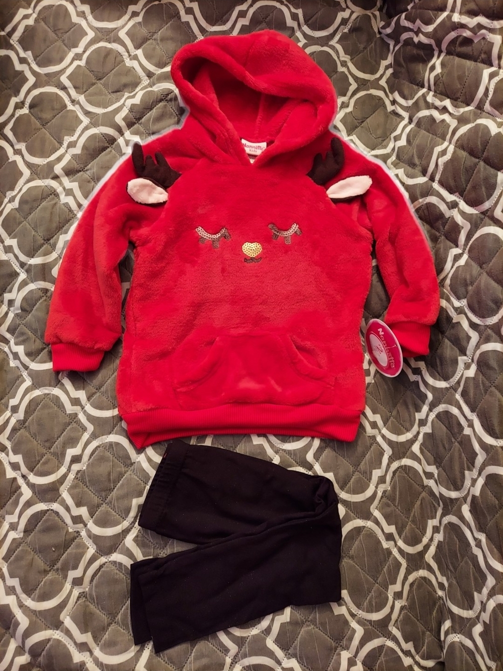 Cozy Red Reindeer Hoodie Set